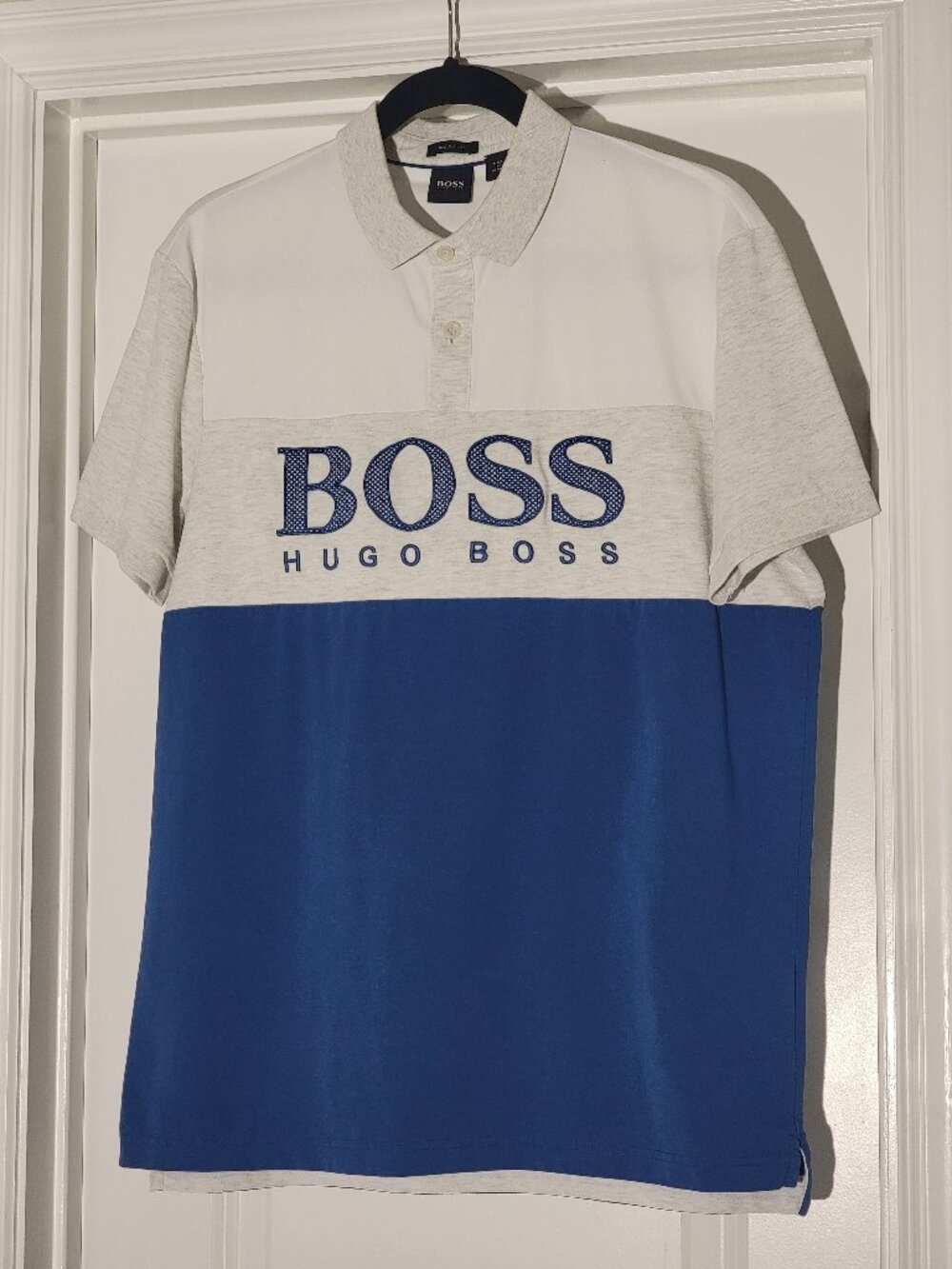 ⛳BOSS Athleisure Pavel Polo Shirt Grey & White – L🏌🏻‍♂️🔥